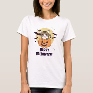 Camiseta Gato Na Abóbora Gatos Doce Feliz Dia das Bruxas