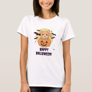 Camiseta Gato Na Abóbora Gatos Doce Feliz Dia das Bruxas