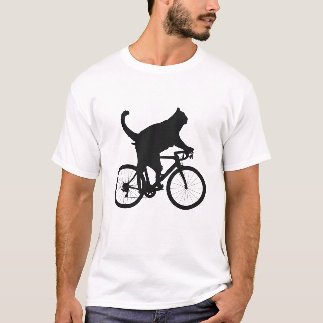 Camiseta Gato na bicicleta | bicicleta de passeio de gato p (Frente)