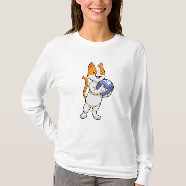 Camiseta Gato na Boliche com Bola de boliche (Frente)