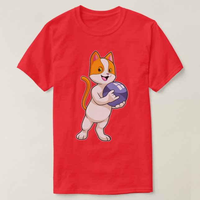 Camiseta Gato na Boliche com Bola de boliche (Frente do Design)
