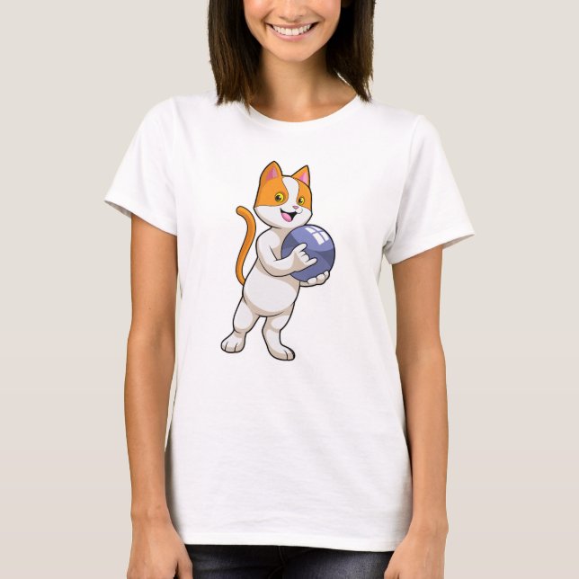 Camiseta Gato na Boliche com Bola de boliche (Frente)