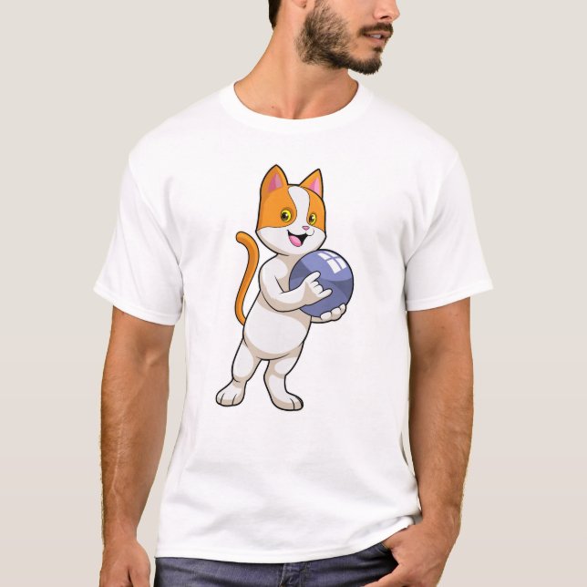 Camiseta Gato na Boliche com Bola de boliche (Frente)