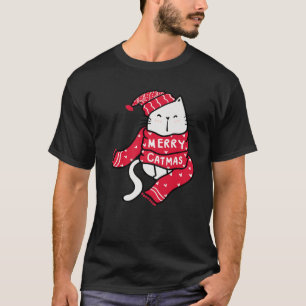 Camiseta Gato Na Feliz Vermelha Catmas Catmas Natal No Nata