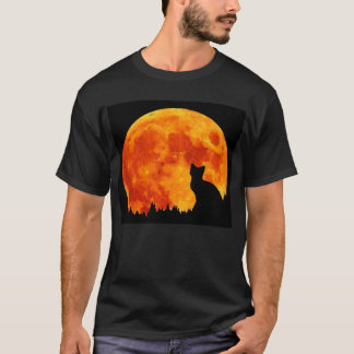 Camiseta Gato na lua alaranjada completa