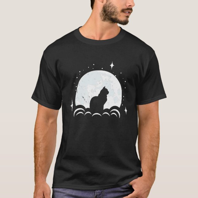 Camiseta Gato Na Lua Gatinho Fofo E Gato (Frente)