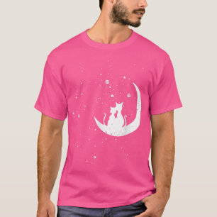Camiseta Gato Na Lua Preguiçoso Vestido De Halloween Gatinh