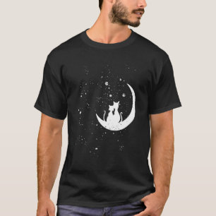 Camiseta Gato Na Lua Preguiçoso Vestido De Halloween Gatinh