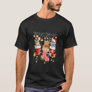 Camiseta Gato Na Meia De Natal