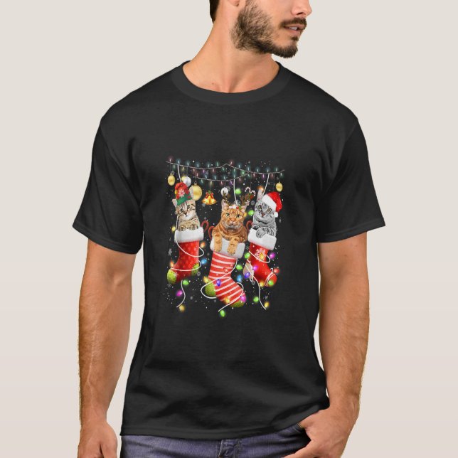 Camiseta Gato Na Meia De Natal (Frente)
