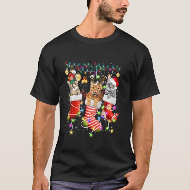 Camiseta Gato Na Meia De Natal (Frente)