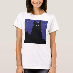 camiseta gato na noite