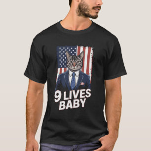 Camiseta Gato na Suíte com Cabelo de Trump Bandeira America