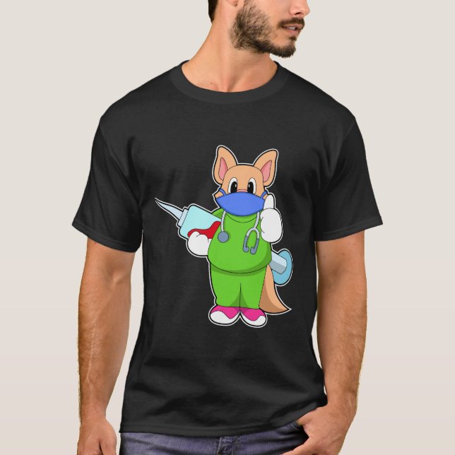 Camiseta Gato na Vacinação com Seringa (Frente)