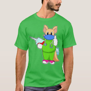 Camiseta Gato na Vacinação com Seringa