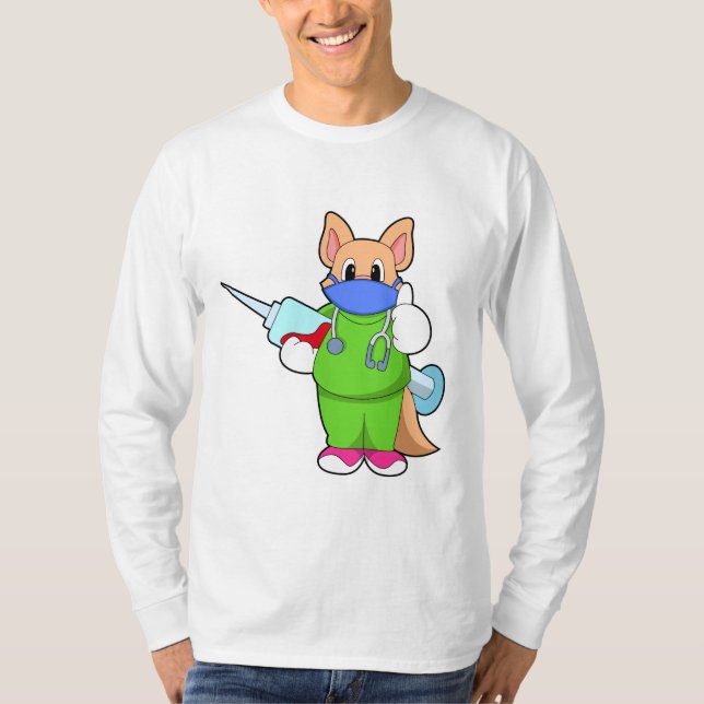 Camiseta Gato na Vacinação com Seringa (Frente)