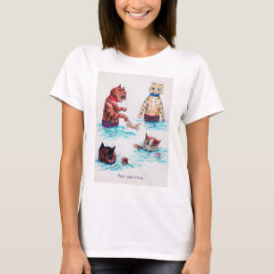 Camiseta Gato Nadando na Praia, Louis Wain.