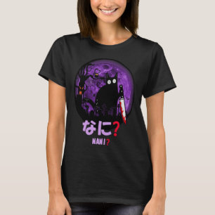 Camiseta Gato Nani Assassino de Halloween Gato com Faca