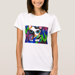 Camiseta Gato nas flores