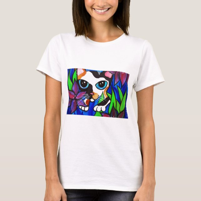 Camiseta Gato nas flores (Frente)