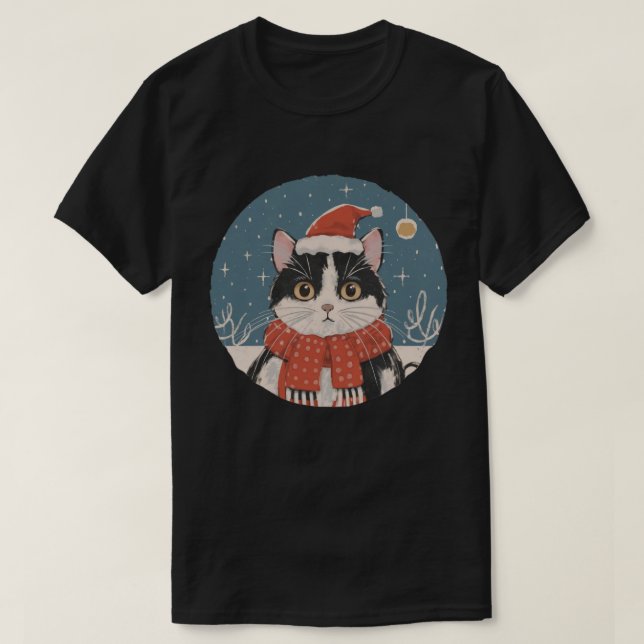 Camiseta gato natal (Frente do Design)
