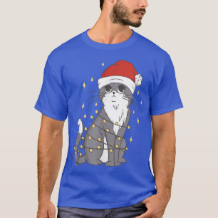 Camiseta Gato Natal Luz de Natal Cristo de Gato Bonito