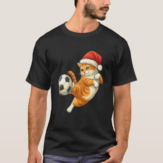 Camiseta Gato Natal Papai Noel Jogando Futebol Kitty Natal 