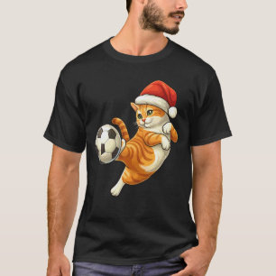 Camiseta Gato Natal Papai Noel Jogando Futebol Kitty Natal