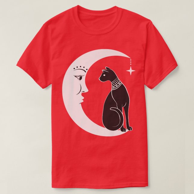 Camiseta Gato Negra Celestial Familiar Pagan Witchc (Frente do Design)