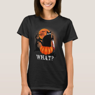 Camiseta Gato Negra-Lua Assustador do Halloween Assassino c