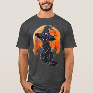 Camiseta Gato Negro Assustador Do Halloween Com Prêmio De C
