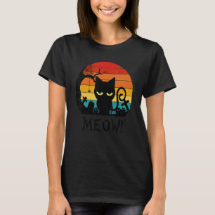 Camiseta Gato Negro Assustador Gato Gato Gato Gato Retro Cr