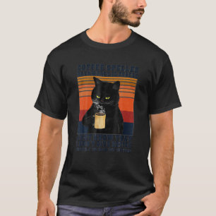 Camiseta Gato Negro Bebe Café Espelhado Para Trás É Eeffo