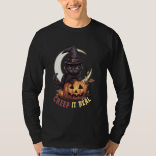 Camiseta Gato Negro Bonito Abóbora-Cabra