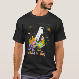 Camiseta Gato Negro Bonito Fantasma Engraçado Boo Halloween