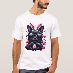Camiseta Gato Negro Bonito Gato Gato Mamão Crianças Pais Mã