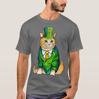 Camiseta Gato Negro Bonito Leprechaun Hat Engraçado Rua Irl