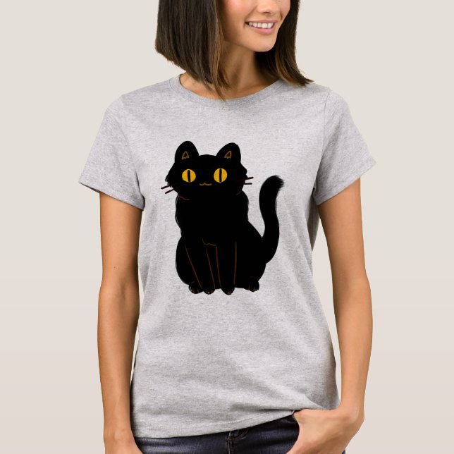 Camiseta Gato Negro Clássico do Halloween (Frente)
