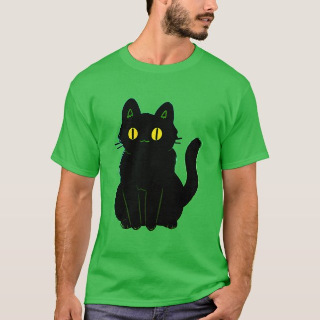 Camiseta Gato Negro Clássico do Halloween (Frente)
