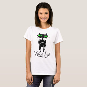 Camiseta Gato negro com olhos verdes