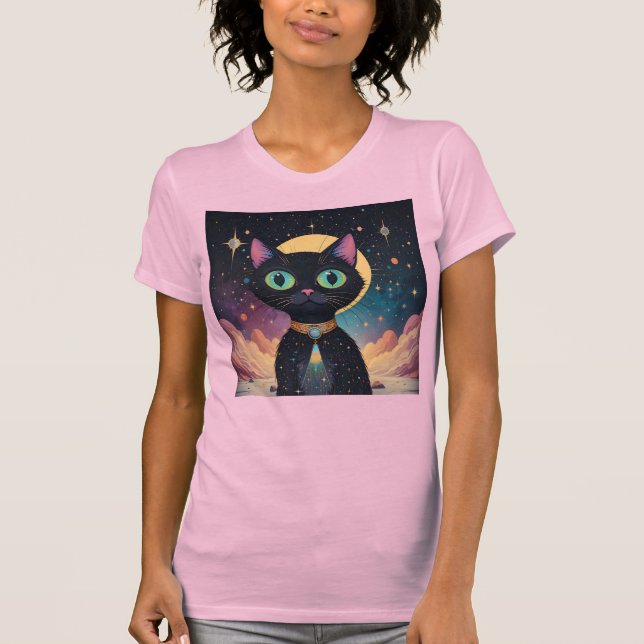 Camiseta Gato Negro Cósmico de Futuro Atômico à Lua (Frente)