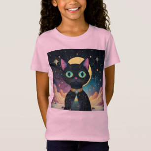 Camiseta Gato Negro Cósmico de Futuro Atômico à Lua