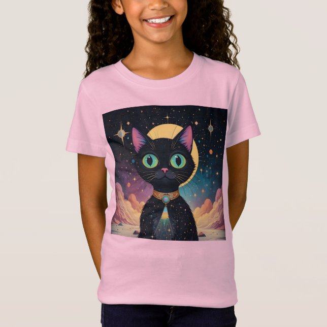 Camiseta Gato Negro Cósmico de Futuro Atômico à Lua (Frente)