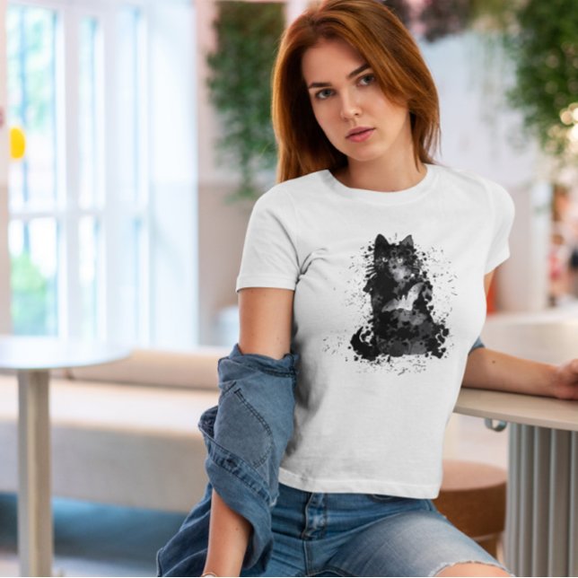 Camiseta Gato Negro De Bolso (Criador carregado)