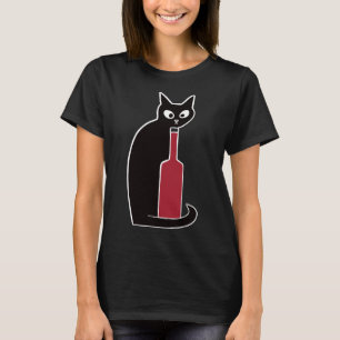 Camiseta Gato Negro de Halloween ama Vinho
