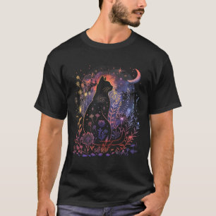 Camiseta Gato Negro de Halloween Figurume Místico Gato Gato