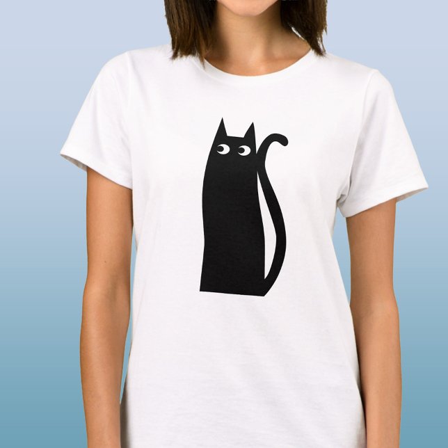 Camiseta Gato Negro Divertido (Fun and whimsical black cat t-shirt)