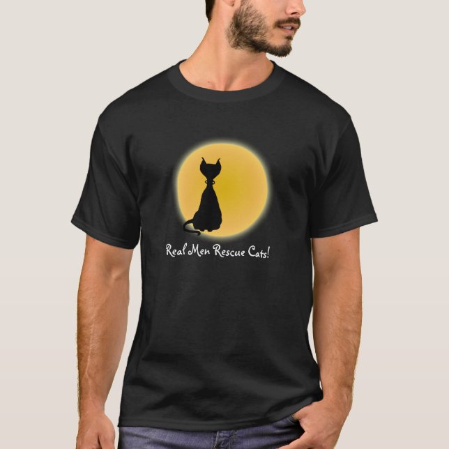 Camiseta Gato Negro e Arte de Dia das Bruxas Amarelas (Frente)