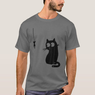 Camiseta Gato Negro E Gato Engraçado De Peixe