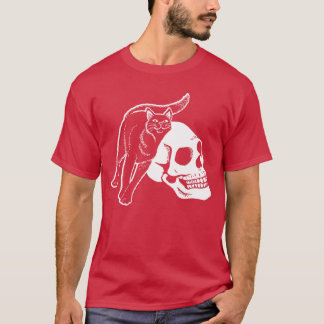 Camiseta Gato Negro E Gótico De Punk Skeleton Humano E H